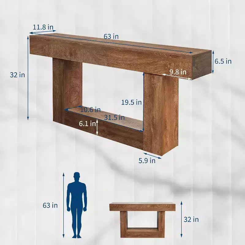 Console Longue de 160 cm pour Entrée, Table Rectangulaire en Bois Derrière Le Canapé, Tables d'Entrée Style Ferme pour Couloir, Hall