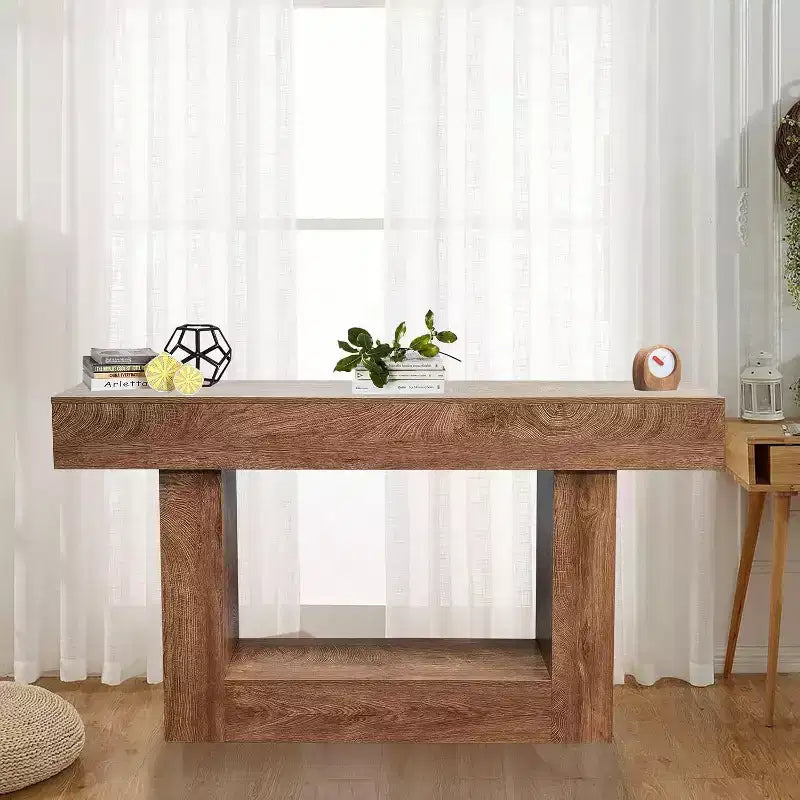 Console Longue de 160 cm pour Entrée, Table Rectangulaire en Bois Derrière Le Canapé, Tables d'Entrée Style Ferme pour Couloir, Hall
