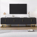 MAYEERTY White Modern TV Stand, Metal Leg Gold Handle Media Console for 80 TVs