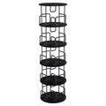 VIYET 62 5-Tier 360 Rotating Bookshelf Tower, Black MDF+Iron Narrow Tall Spinning Bookcase (Space-Saving Storage Organizer)