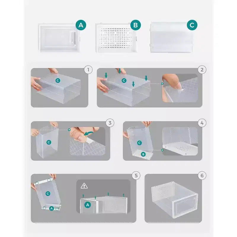 Boîtes à chaussures – Lot de 18 organisateurs de rangement pour chaussures – Boîtes en plastique transparentes empilables