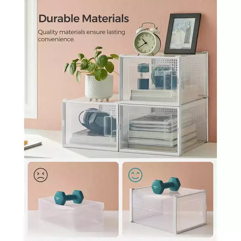 Boîtes à chaussures – Lot de 18 organisateurs de rangement pour chaussures – Boîtes en plastique transparentes empilables