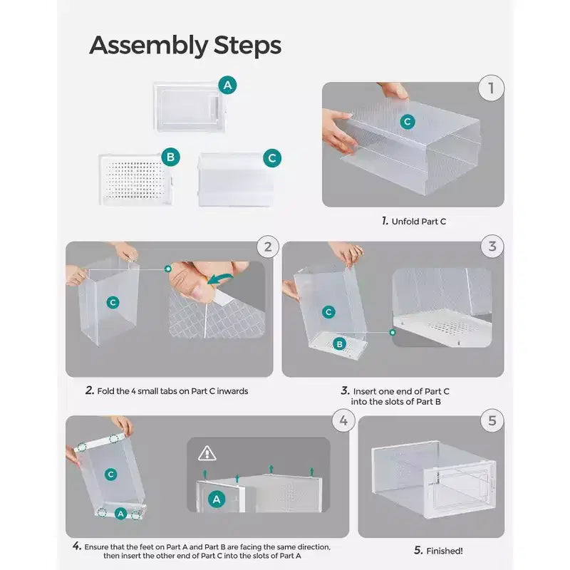 Boîtes à chaussures – Lot de 18 organisateurs de rangement pour chaussures – Boîtes en plastique transparentes empilables