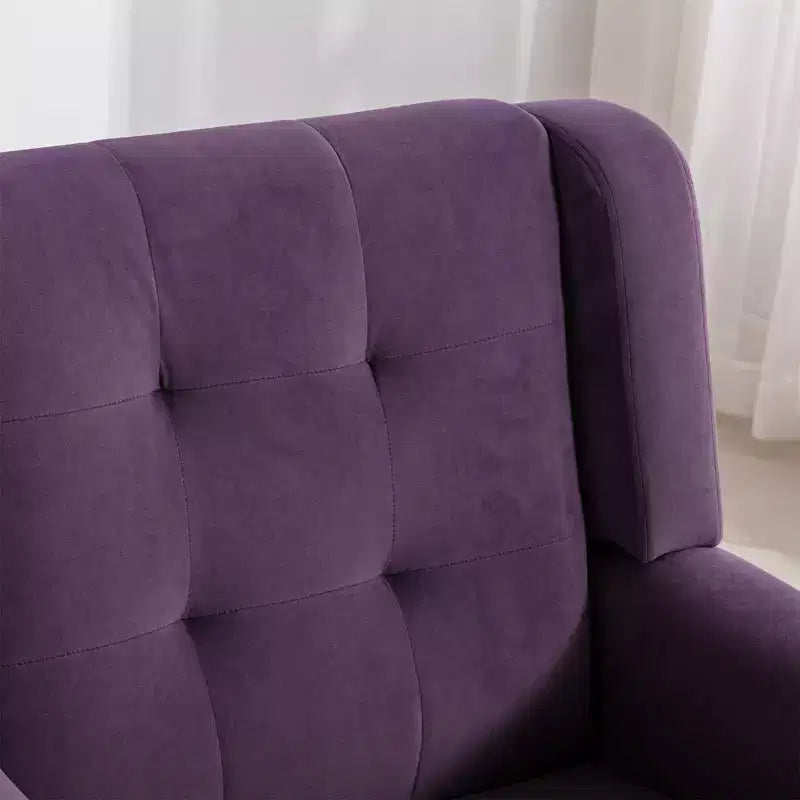 Fauteuil d'appoint rembourré en velours 75 L x 75 P x 88 H cm Assise capitonnée Dossier incurvé Pieds en bois noir pour salon et chambre