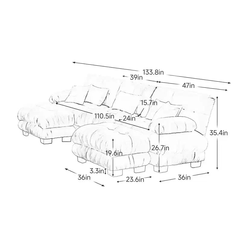 Canapé d'angle modulable de luxe MAYEERTY en forme de U avec 2 poufs pour salon, gris