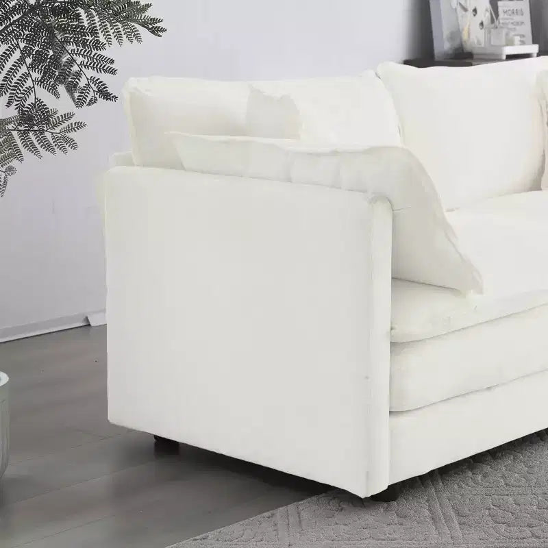 MAYEERTY Canapé sectionnel modulaire en forme de L surdimensionné, rembourré et confortable, avec pouf, pour salon, blanc