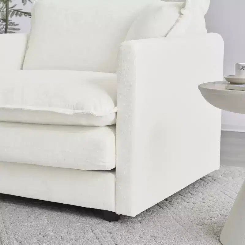 MAYEERTY Canapé sectionnel modulaire en forme de L surdimensionné, rembourré et confortable, avec pouf, pour salon, blanc