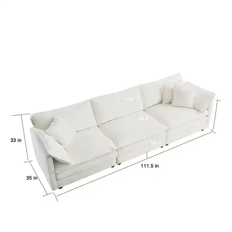 MAYEERTY Canapé sectionnel modulaire en forme de L surdimensionné, rembourré et confortable, avec pouf, pour salon, blanc