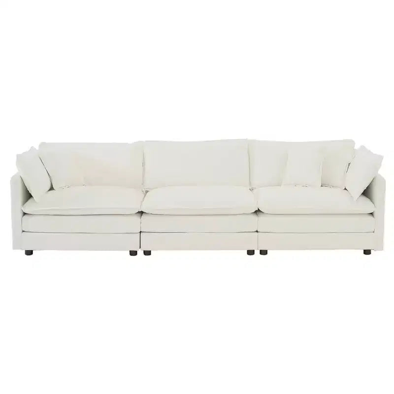 MAYEERTY Canapé sectionnel modulaire en forme de L surdimensionné, rembourré et confortable, avec pouf, pour salon, blanc
