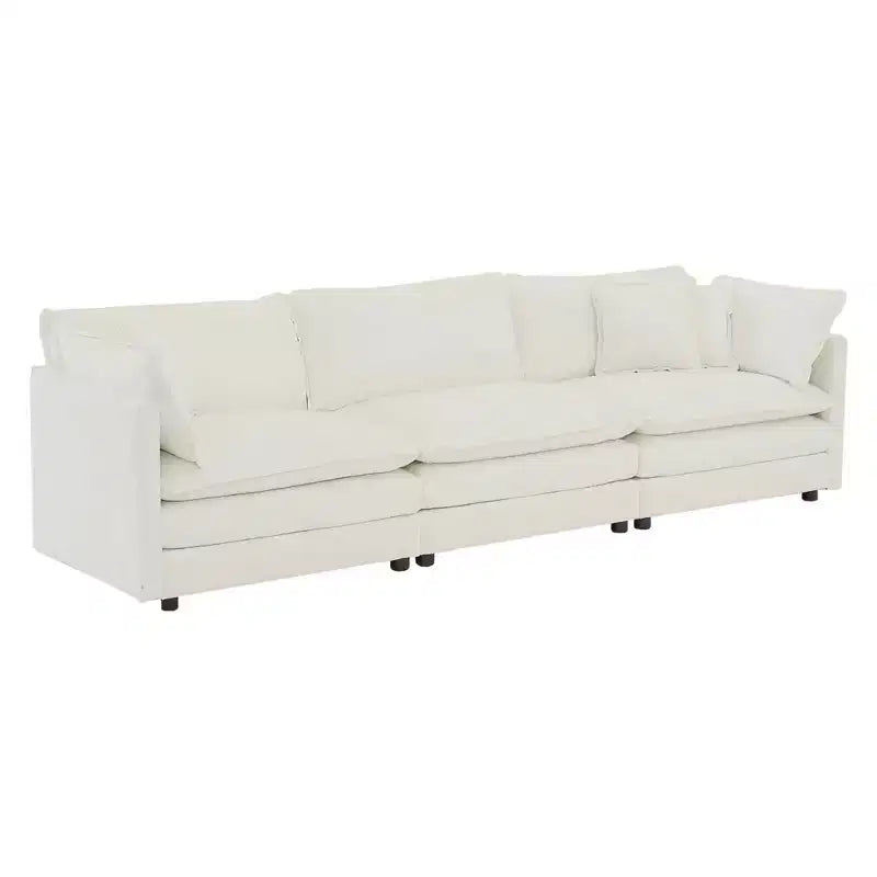 MAYEERTY Canapé sectionnel modulaire en forme de L surdimensionné, rembourré et confortable, avec pouf, pour salon, blanc
