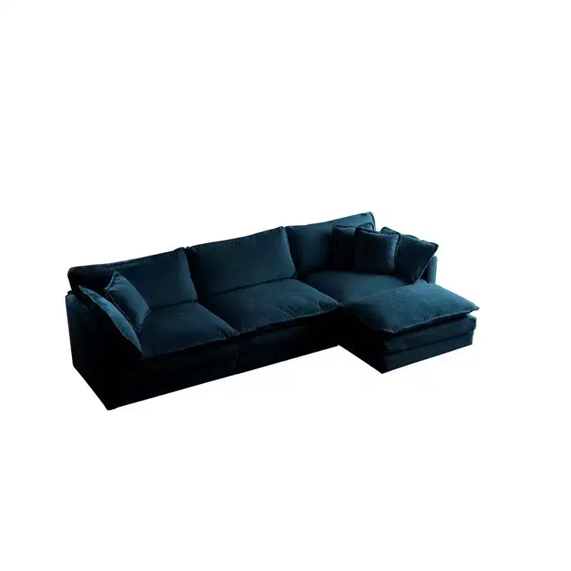 MAYEERTY Canapé sectionnel modulaire en forme de L surdimensionné à combinaison libre avec pouf réversible pour salon, bleu