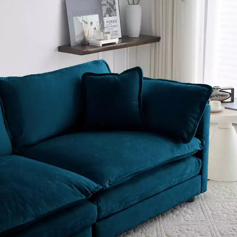 MAYEERTY Canapé sectionnel modulaire en forme de L surdimensionné à combinaison libre avec pouf réversible pour salon, bleu