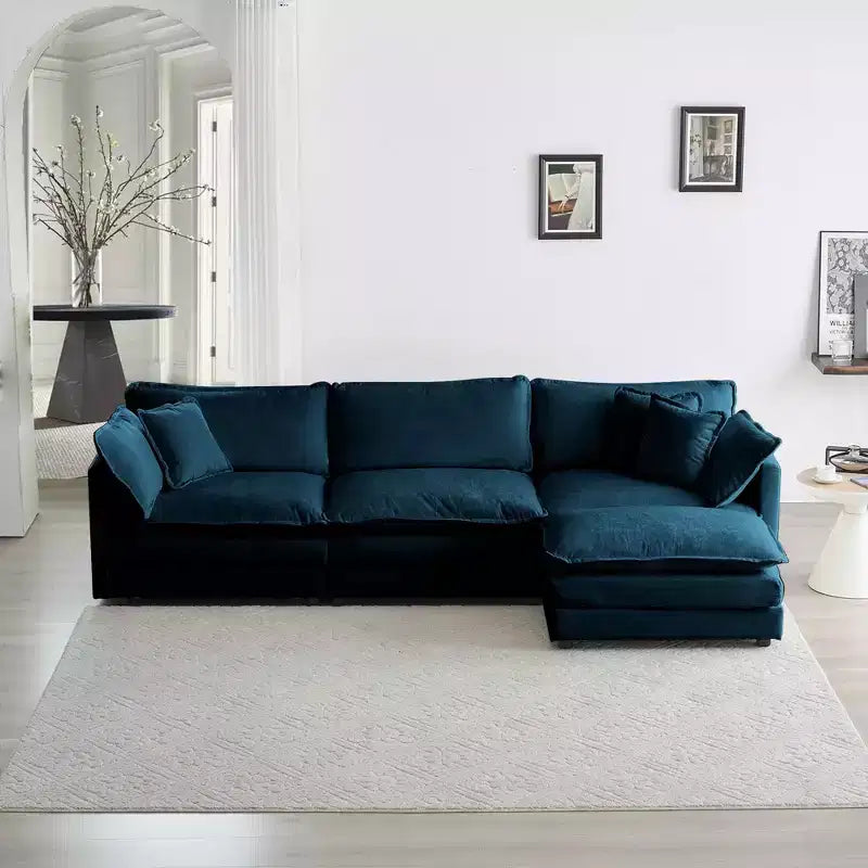 MAYEERTY Canapé sectionnel modulaire en forme de L surdimensionné à combinaison libre avec pouf réversible pour salon, bleu