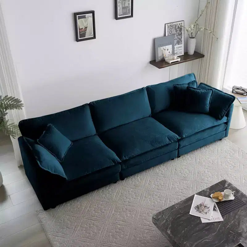 MAYEERTY Canapé sectionnel modulaire en forme de L surdimensionné à combinaison libre avec pouf réversible pour salon, bleu