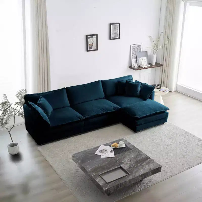 MAYEERTY Canapé sectionnel modulaire en forme de L surdimensionné à combinaison libre avec pouf réversible pour salon, bleu