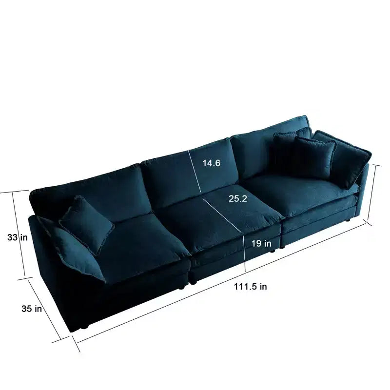 MAYEERTY Canapé sectionnel modulaire en forme de L surdimensionné à combinaison libre avec pouf réversible pour salon, bleu