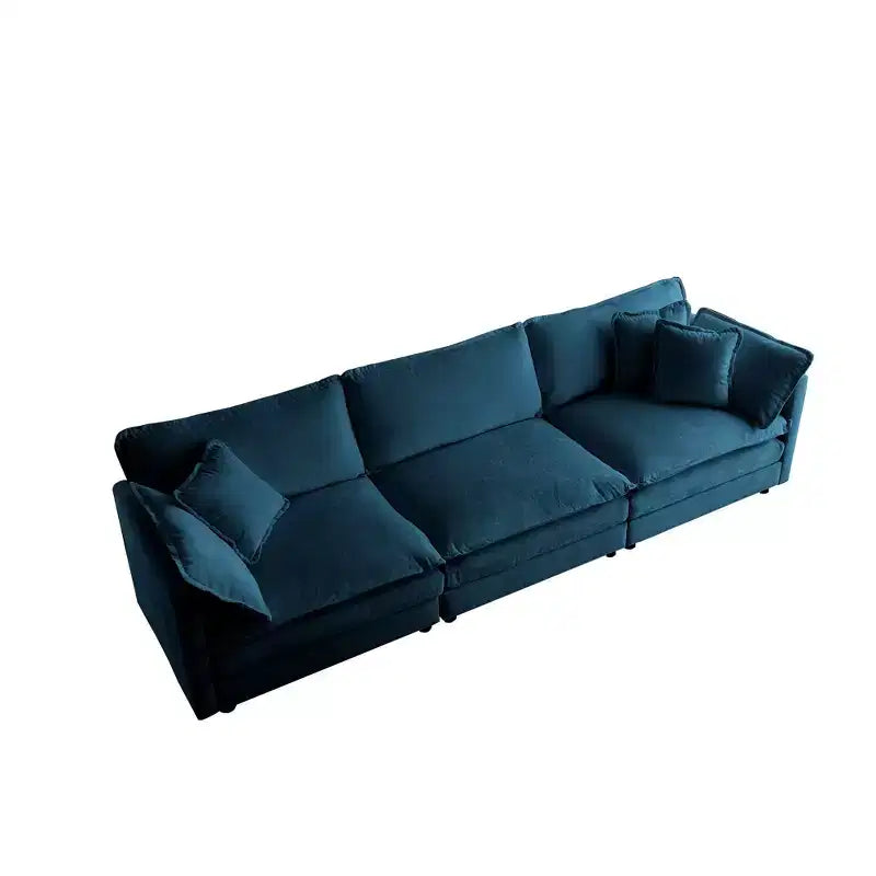 MAYEERTY Canapé sectionnel modulaire en forme de L surdimensionné à combinaison libre avec pouf réversible pour salon, bleu