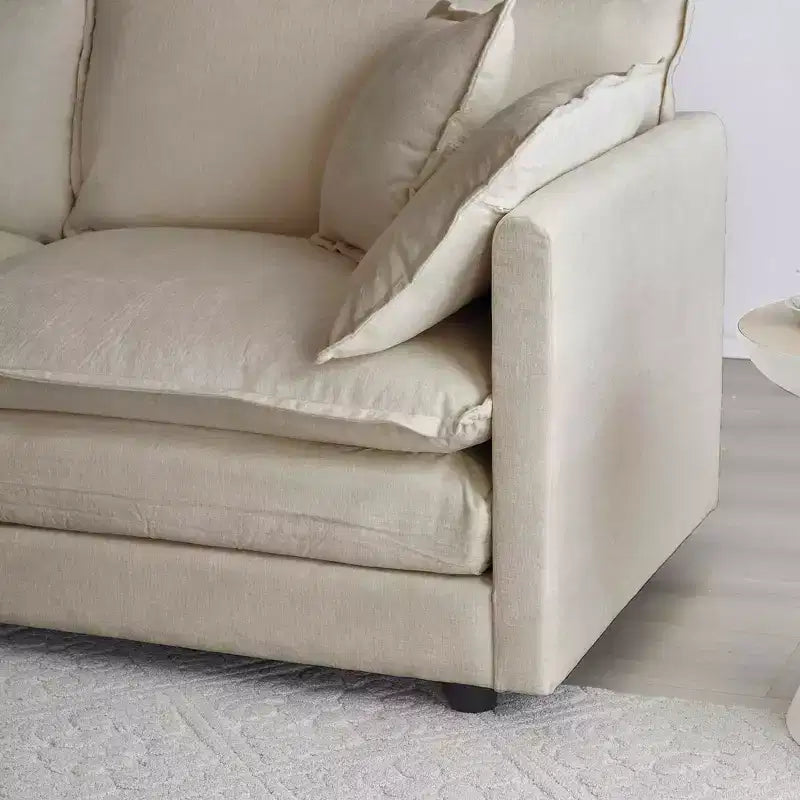 Canapé Confort MAYEERTY en U avec méridienne réversible, Grand Canapé Modulable en U avec Pouf pour Salon, Beige