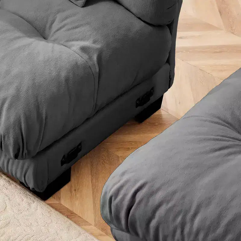 MAYEERTY Canapé sectionnel modulable 3 places à assise profonde pour salon, gris