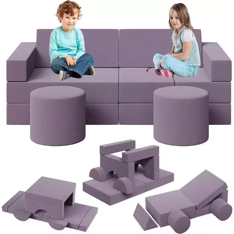 Canapé de jeu modulaire 13 pièces - Ensemble de canapé convertible pour tout-petits avec housses douces lavables - Chaise de sol en mousse pour salle de jeux, salon ou chambre à coucher
