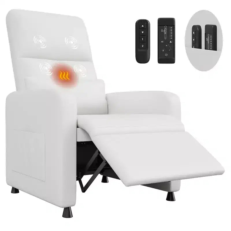 Fauteuil inclinable électrique en cuir PU avec chauffage et massage - Canapé individuel ergonomique électrique réglable, siège de cinéma maison pour salon