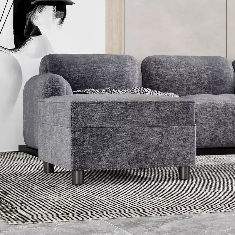 Module de rangement en chenille de 67 cm pour canapé sectionnel, module pouf carré pour canapé-lit sectionnel, pour canapé de salon, gris foncé, gris