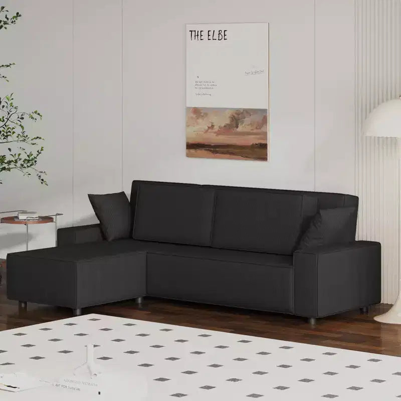 Canapé modulable 96 places, canapé d'angle moderne en velours côtelé avec pouf mobile, canapé sectionnel pour salon, chambre à coucher