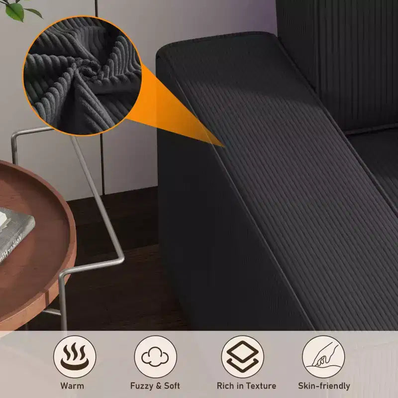 Canapé modulable 96 places, canapé d'angle moderne en velours côtelé avec pouf mobile, canapé sectionnel pour salon, chambre à coucher