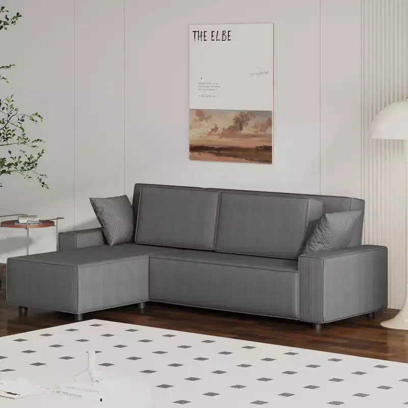 Canapé modulable 96 places, canapé d'angle moderne en velours côtelé avec pouf mobile, canapé sectionnel pour salon, chambre à coucher