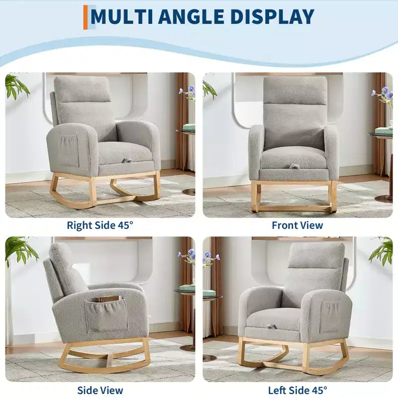 Fauteuil à bascule pour chambre d'enfant, Fauteuils à bascule d'allaitement avec repose-pieds, Fauteuil inclinable à bascule confortable avec pochette latérale, pour salon, chambre à coucher