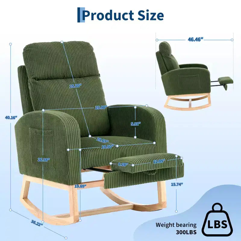 Fauteuil à bascule pour chambre d'enfant, Fauteuils à bascule d'allaitement avec repose-pieds, Fauteuil inclinable à bascule confortable avec pochette latérale, pour salon, chambre à coucher