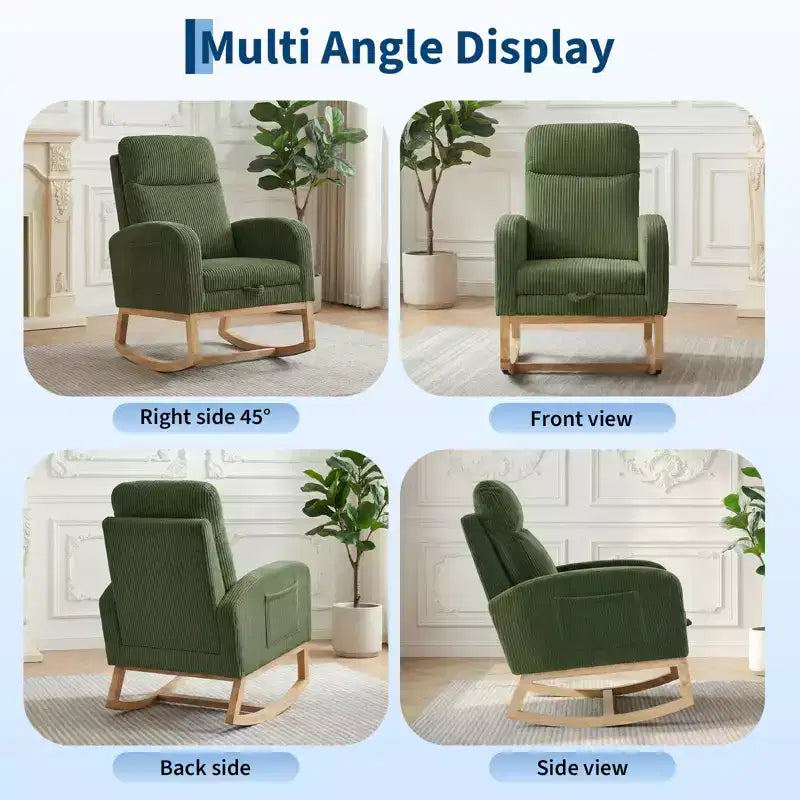 Fauteuil à bascule pour chambre d'enfant, Fauteuils à bascule d'allaitement avec repose-pieds, Fauteuil inclinable à bascule confortable avec pochette latérale, pour salon, chambre à coucher