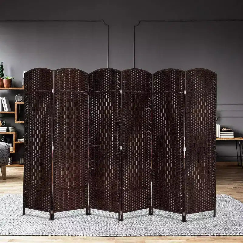 Paravent haut en rotin à 6 panneaux, écran d'intimité pliant de 6 pieds, séparateur de pièce intérieur, séparateur d'espace