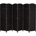 VINGLI 6-Panels Tall Rattan Room Divider, 6 FT Folding Privacy Screen, Indoor Partition Wall Dividers, Space Separator