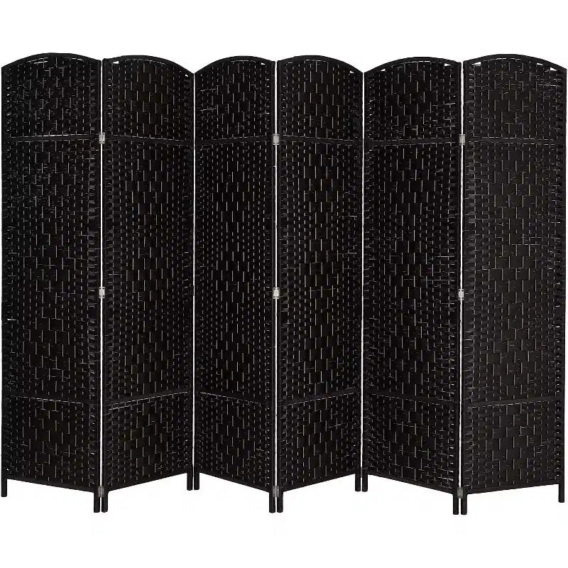 VINGLI 6-Panels Tall Rattan Room Divider, 6 FT Folding Privacy Screen, Indoor Partition Wall Dividers, Space Separator