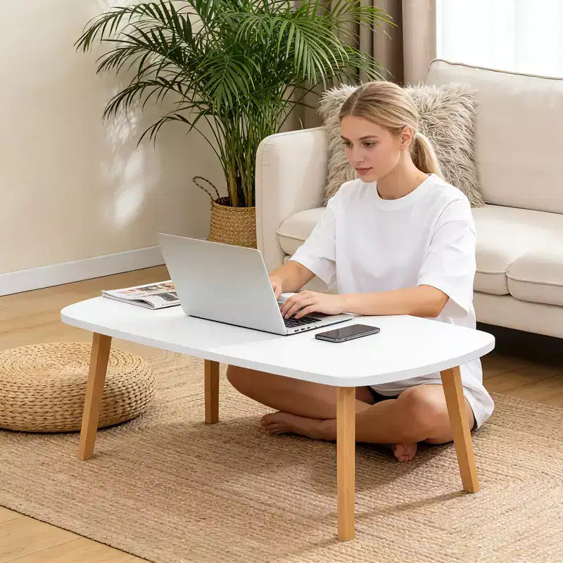 Table basse pliante en bois avec pieds pliables, bureau bas pour petits espaces