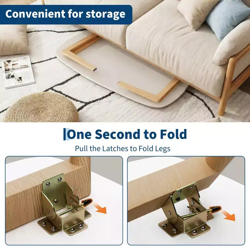 Table basse pliante en bois avec pieds pliables, bureau bas pour petits espaces