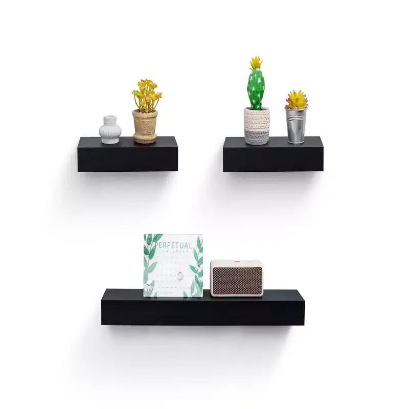 NAYSAYE Floating Shelves Wall Mounted Wood Storage with Invisible Brackets for Bathroom Bedroom Living Room Kitchen, Multicolor
