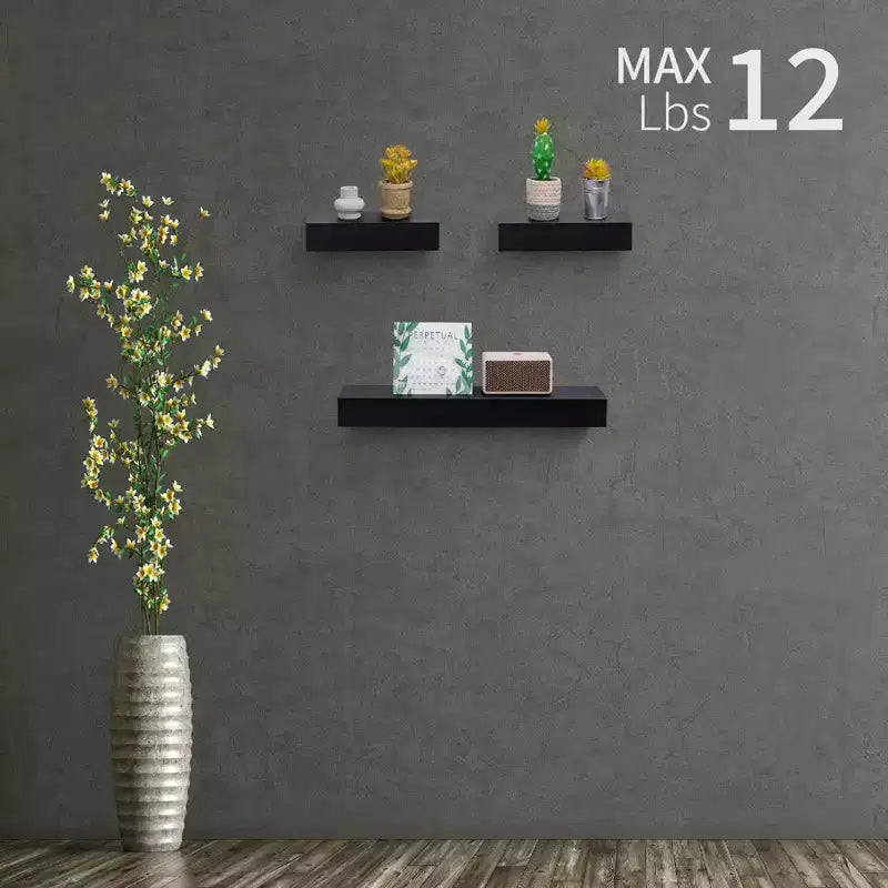 Étagères flottantes murales en bois avec supports invisibles pour salle de bain, chambre, salon, cuisine, multicolore
