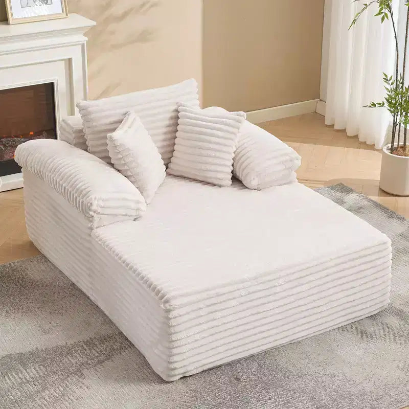 48,8" Canapé-lit chaise longue surdimensionné - Canapé sans structure en velours côtelé avec oreillers et accoudoirs larges pour salon ou chambre à coucher