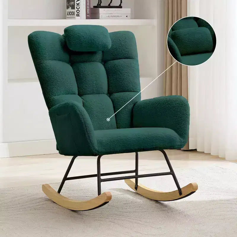 Fauteuil à bascule rembourré à dossier haut pour salon, chambre et bureau, fauteuil inclinable confortable, tissu polaire doux, sans ottoman