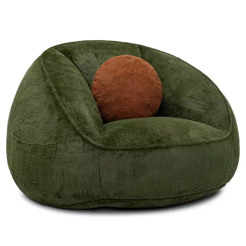 Hommpa Fauteuil poire ergonomique avocat vert avec fausse fourrure et mousse à mémoire de forme – Cadeau idéal pour adultes