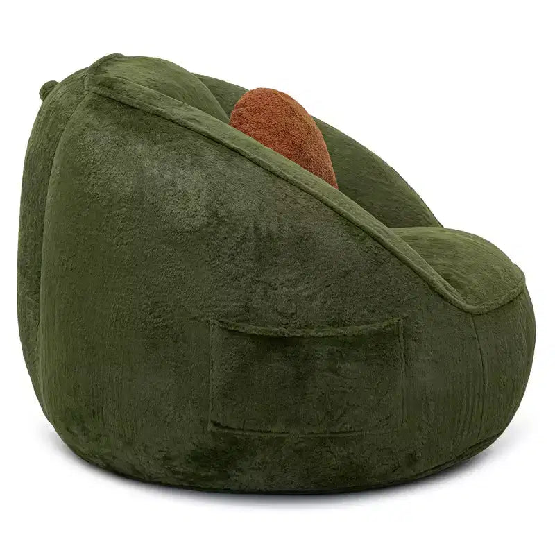 Hommpa Fauteuil poire ergonomique avocat vert avec fausse fourrure et mousse à mémoire de forme – Cadeau idéal pour adultes