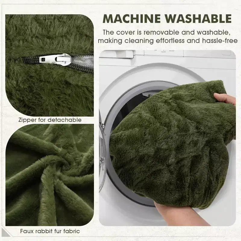 Hommpa Fauteuil poire ergonomique avocat vert avec fausse fourrure et mousse à mémoire de forme – Cadeau idéal pour adultes