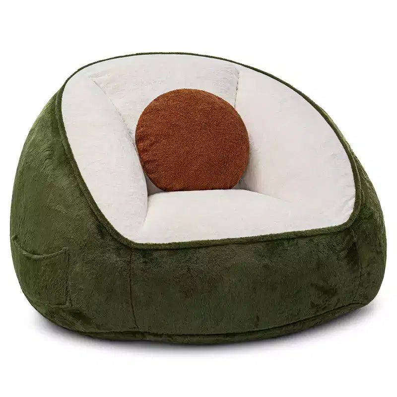 Hommpa Fauteuil poire ergonomique avocat vert avec fausse fourrure et mousse à mémoire de forme – Cadeau idéal pour adultes