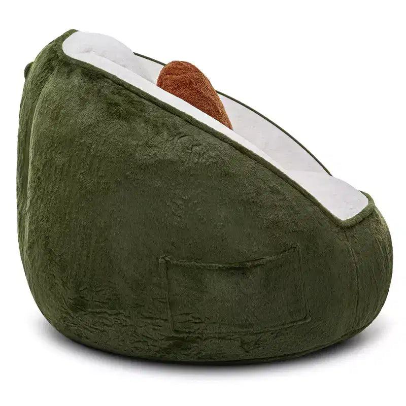 Hommpa Fauteuil poire ergonomique avocat vert avec fausse fourrure et mousse à mémoire de forme – Cadeau idéal pour adultes