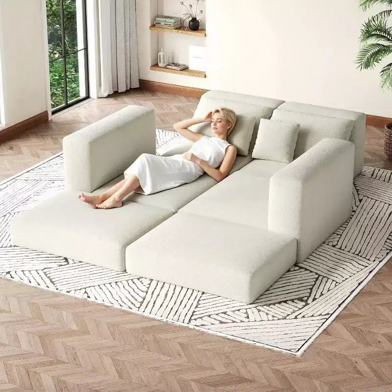 Canapé convertible modulaire de 203 cm, sans assemblage, en tissu moelleux, pour la maison, le salon