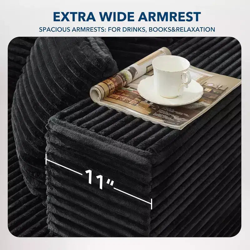 Canapé d'angle réversible DobleePy 106, canapé nuage en forme de L avec grande méridienne, canapé 3 places en mousse à mémoire de forme, montage sans outils, orientation à droite
