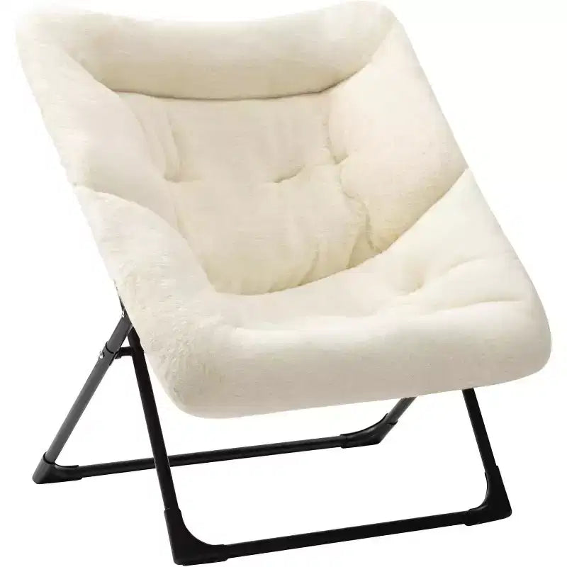 Summit Adventure X Large Faux Fur Saucer Chair Oversized Foldable Comfy Reading Lounge Chair for Adults Teens Navy Blue
