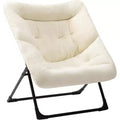 Summit Adventure X Large Faux Fur Saucer Chair Oversized Foldable Comfy Reading Lounge Chair for Adults Teens Navy Blue